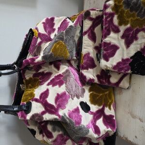 Glenda Glies Chartreuse Chenille Peony Tote And Pouches